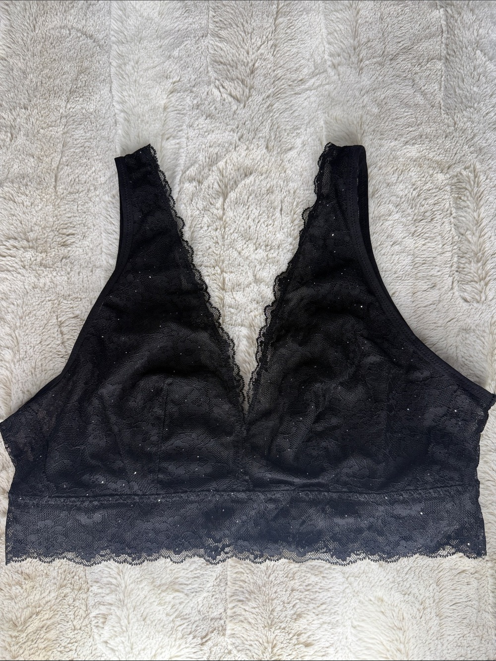 Victoria's Secret Black Lace Bralette with Scalloped Trim